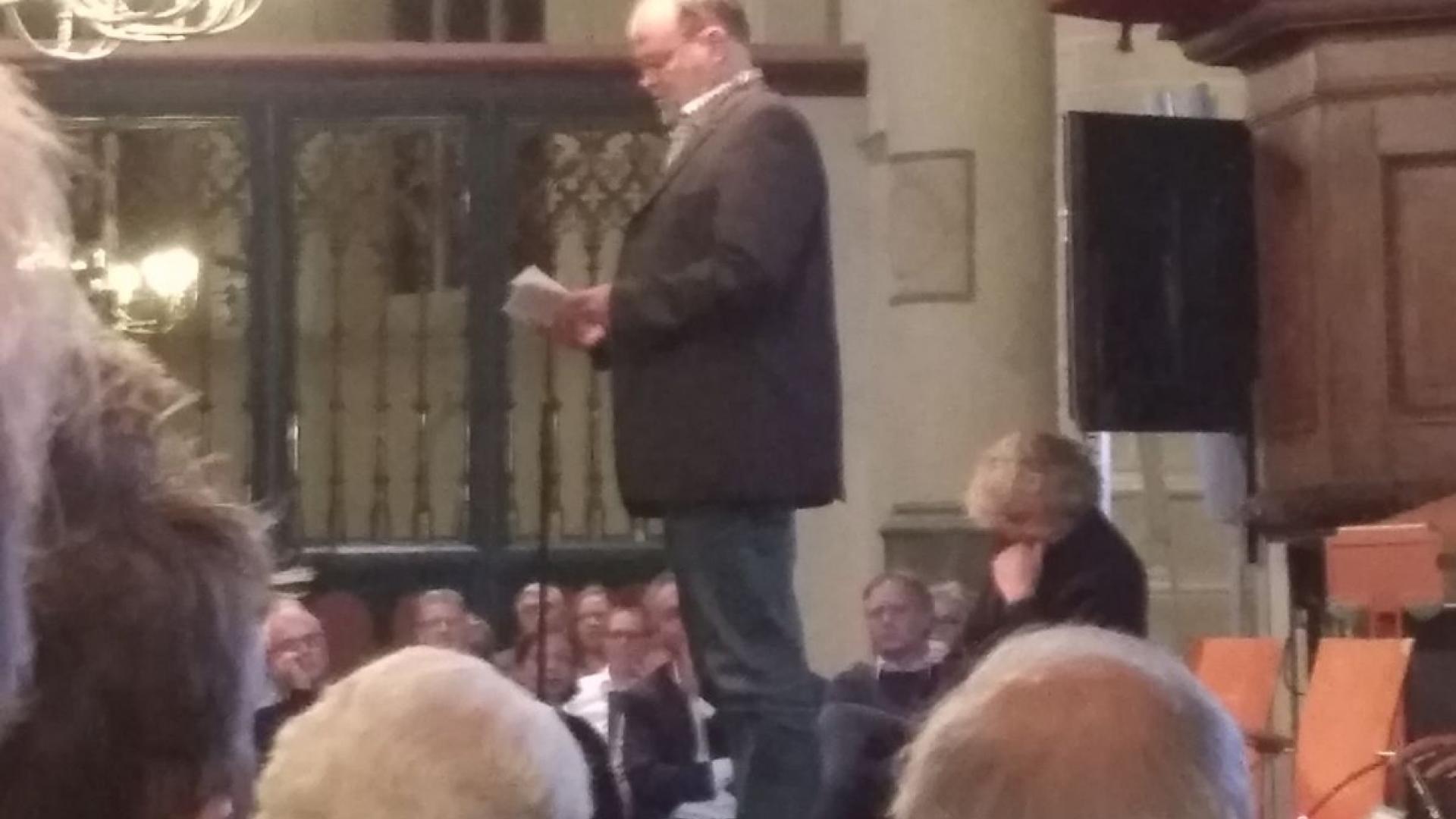 Maarten Miner op 30 oktober 2017 in de Grote Kerk over de fusie van Weesp